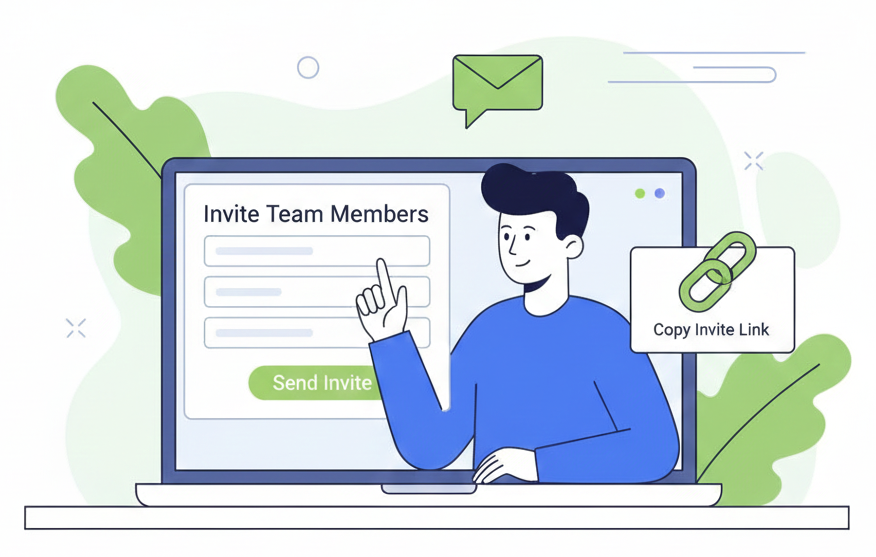 Invite team members to campaign - email invitations and shareable links for collaborative crowdfunding