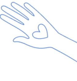 blue hands with a blue heart